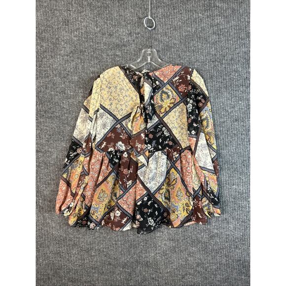 American Eagle Womens Blouse Size Small Patchwork Floral Bohemian Multi Color - Picture 2 of 10